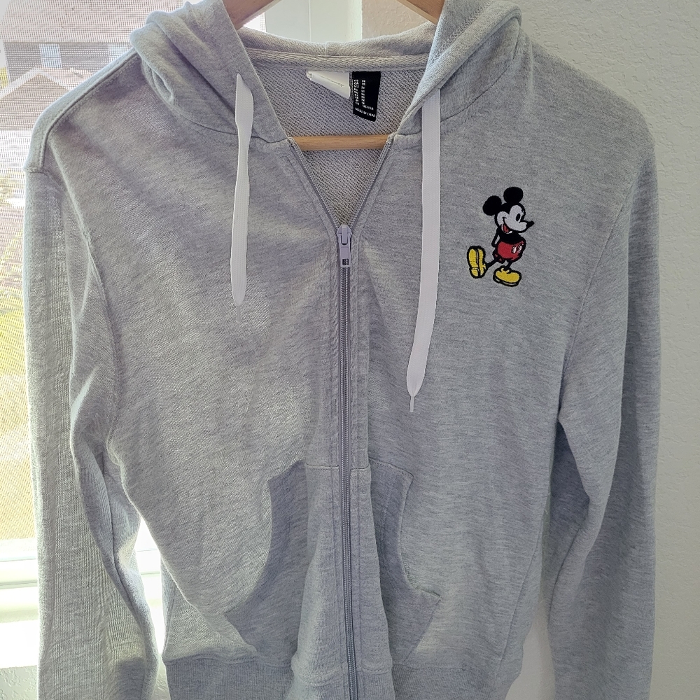 COPY - Women's Disney Jumping Mickey Hooded Graphic Sweatshirt - Heather Gray
